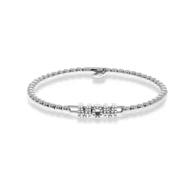 0.15ctw, 18K White Gold MOM Tresore Stretch Bracelet