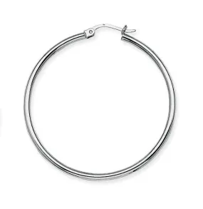 10K White Gold 2mm x 40mm Polished Hoop Earrings