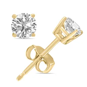 1/3 Carat Tw Lab Grown Diamond Round Solitaire Stud Earrings In 14K Yellow Gold