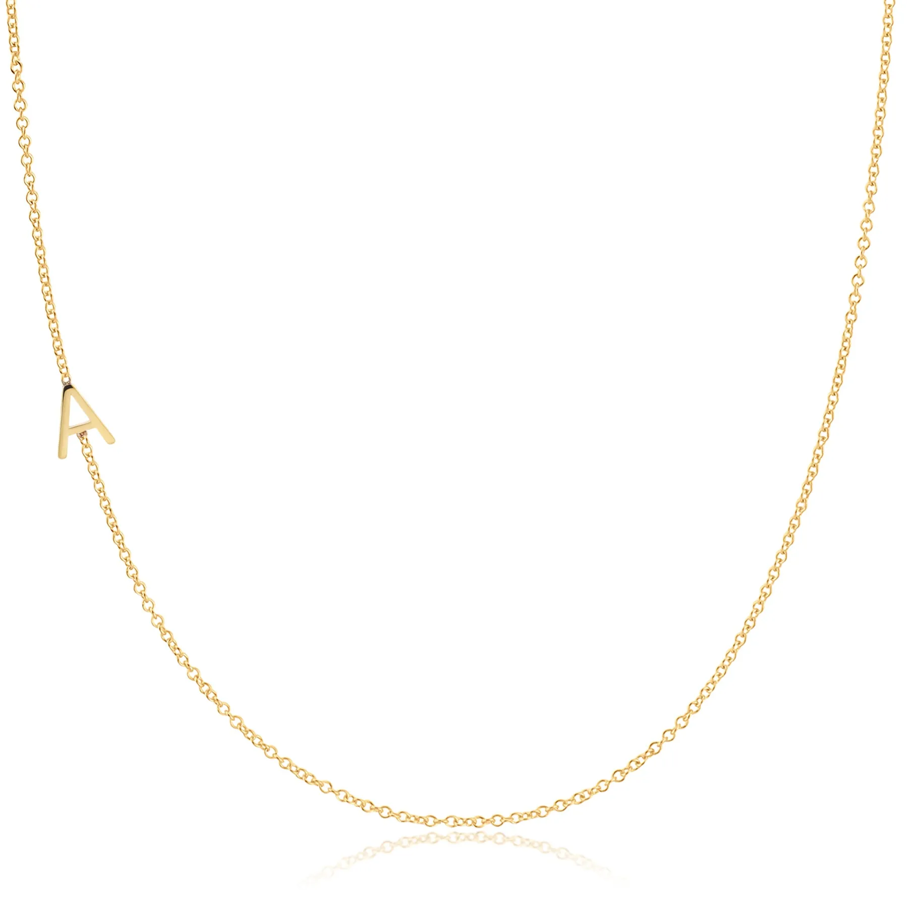 14K GOLD ASYMMETRICAL LETTER NECKLACE - A