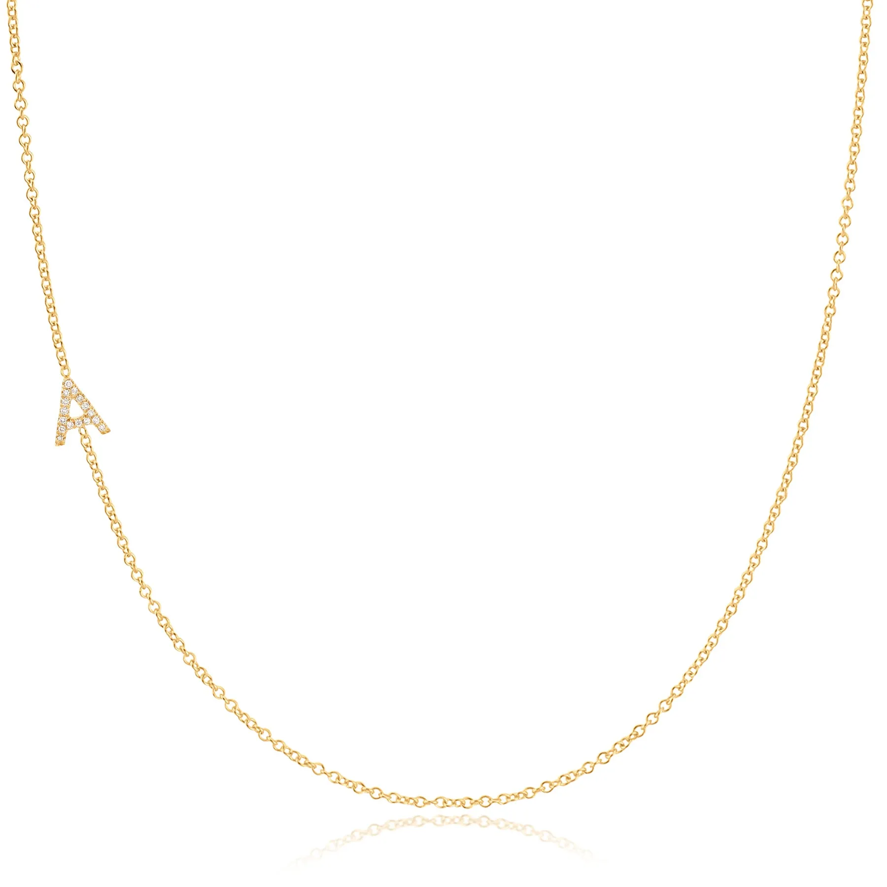 14K GOLD ASYMMETRICAL LETTER NECKLACE - A