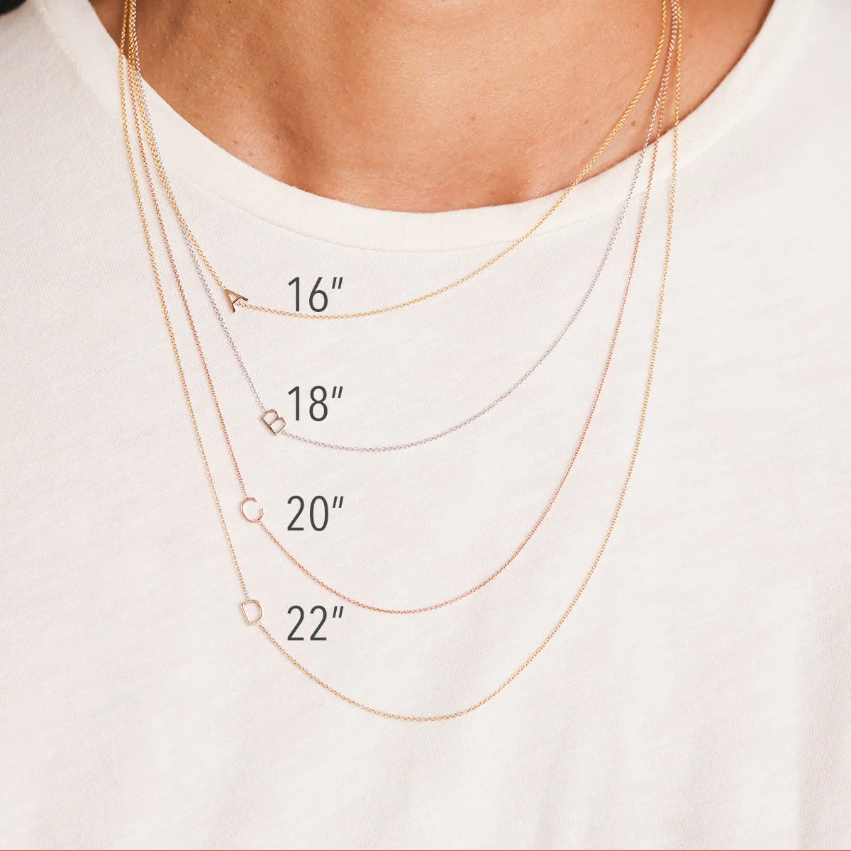 14K GOLD ASYMMETRICAL LETTER NECKLACE - A