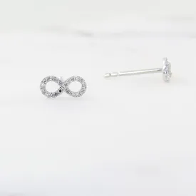 14k White Gold & Pavé Diamond Mini Infinity Post Earrings