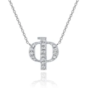 14K White Gold Armenian Initial Diamond Necklace