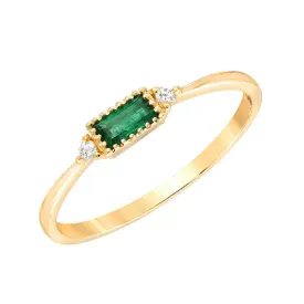 14k Yellow Gold Emerald Baguette Stacking Ring