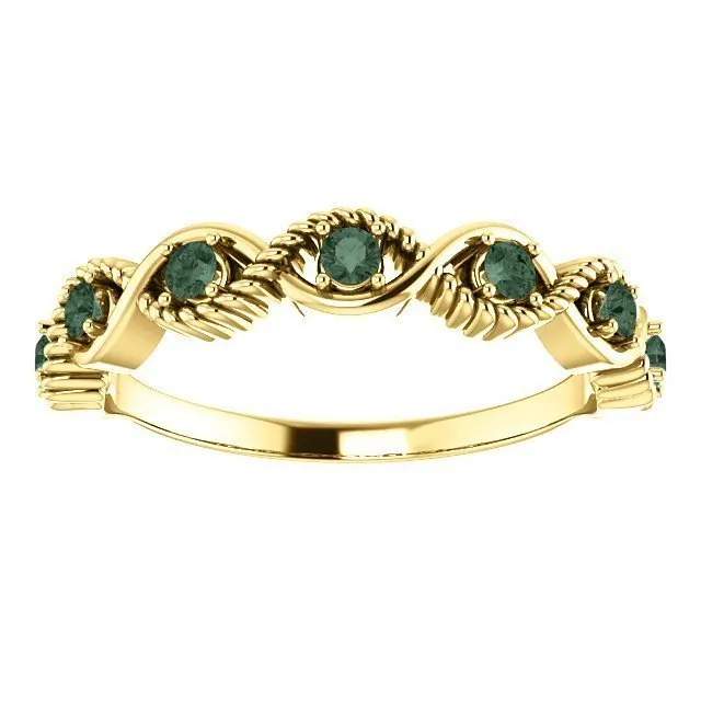 14KT GOLD .28 CTW ROUND ALEXANDRITE 7 STONE STACKABLE RING