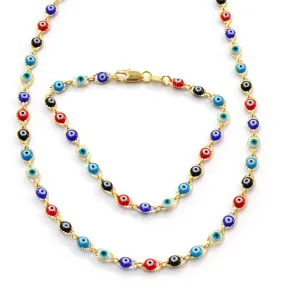 18kt Brazilian Gold Filled Multicolored Evil Eye Links