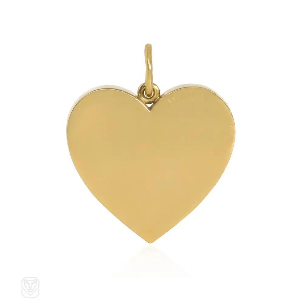 Large Vintage 1970s Tiffany Heart Pendant in Gold