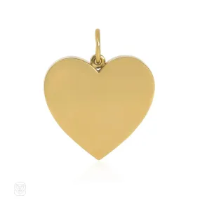 Large Vintage 1970s Tiffany Heart Pendant in Gold