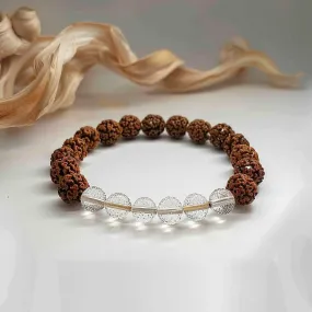 5 Mukhi Rudraksha White Crystal Bracelet