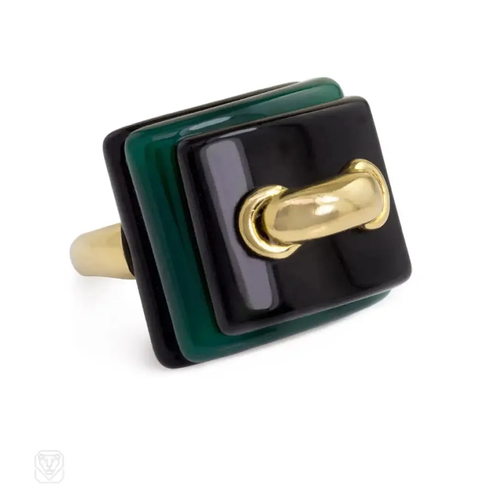 Aldo Cipullo for Cartier gold, onyx, and chrysoprase ring