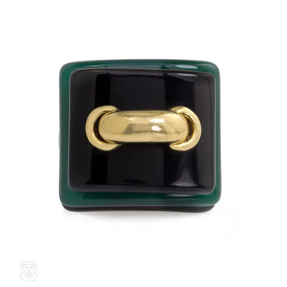 Aldo Cipullo for Cartier gold, onyx, and chrysoprase ring