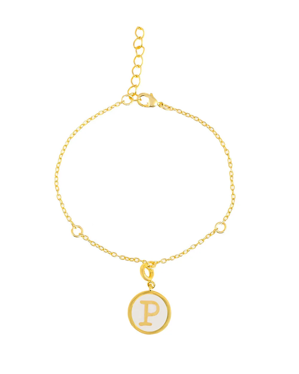 Alphabet P White Enamel Charm - Voylla