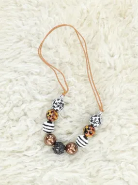 Animal Print Adjustable Bubblegum Necklace