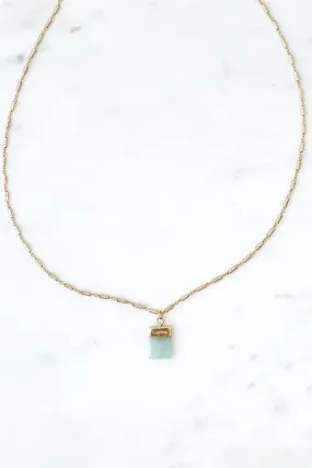 Aqua Square Stone On Chain