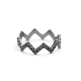 Black Diamond ZigZag Ring