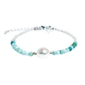 Blue Lagoon Keshi Pearl Larimar Bracelet