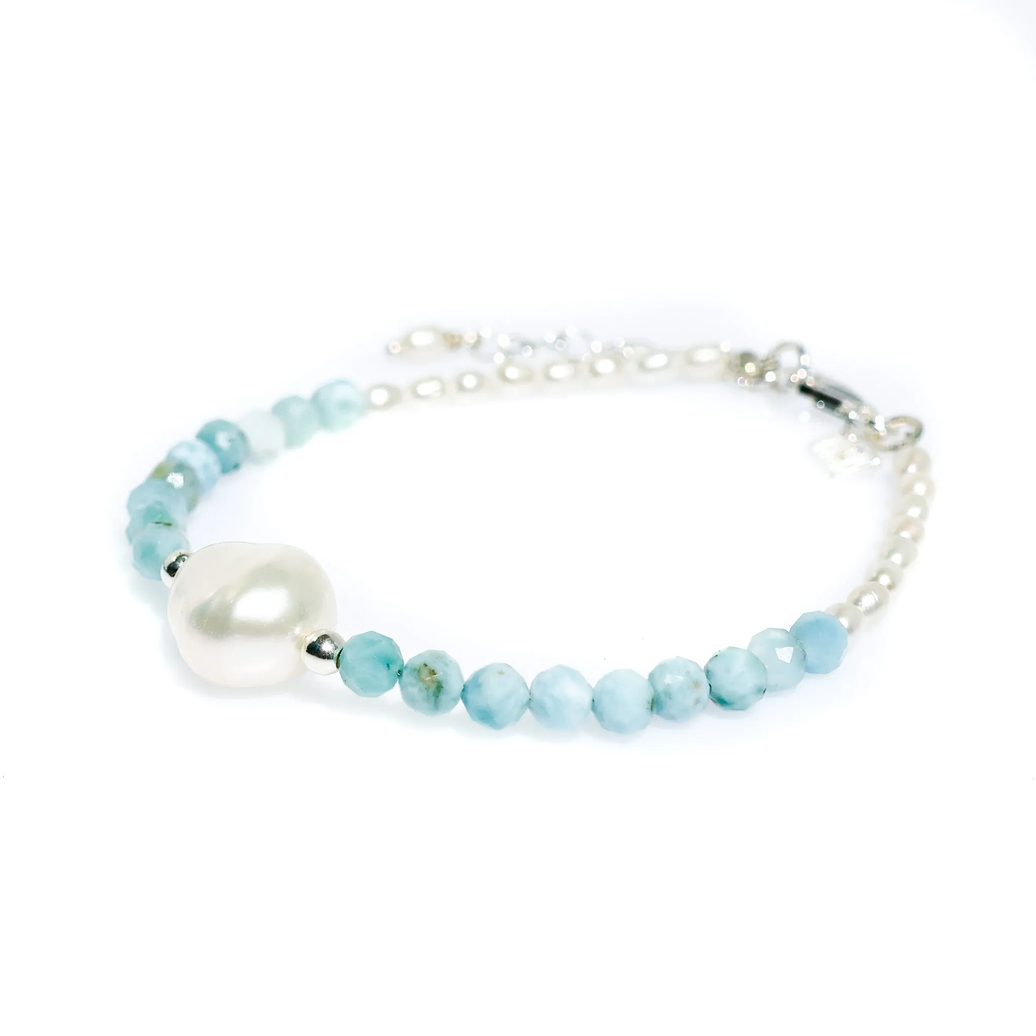 Blue Lagoon Keshi Pearl Larimar Bracelet