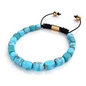 Blue Sea Stone | Gold | Gemstone Pebble Macrame Bracelet