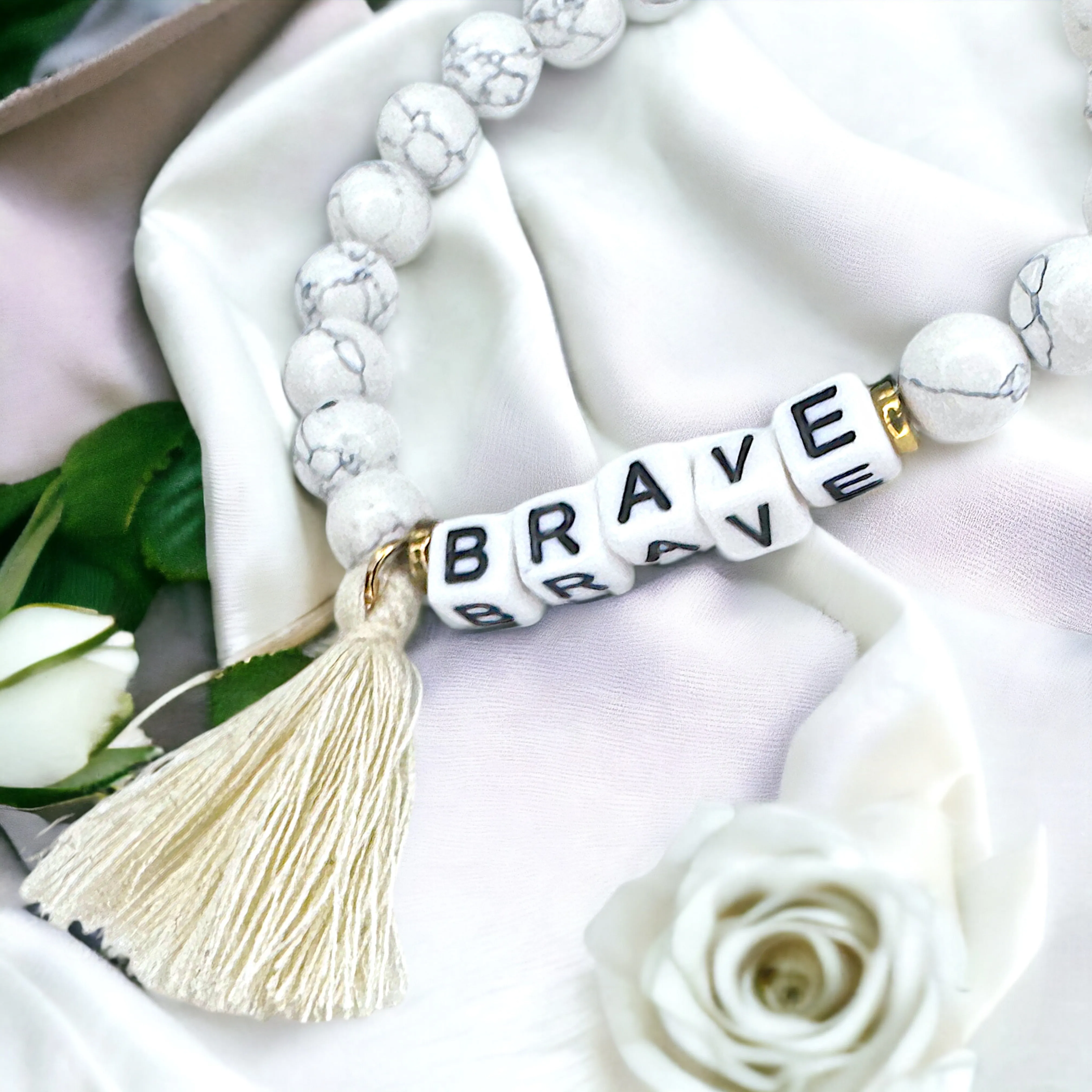 Brand New Tassel Charm “Brave” Beaded Bracelet – Your New Favorite Accessory!