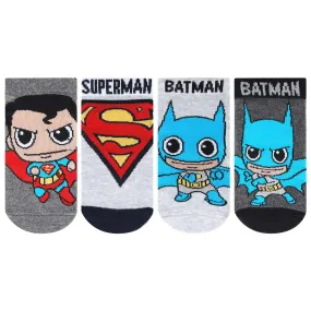 Chibi Batman & Superman Unisex Socks - Pack Of 4