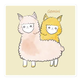 Cute Alpaca Astrology Gemini Zodiac Sign Bubble-free stickers