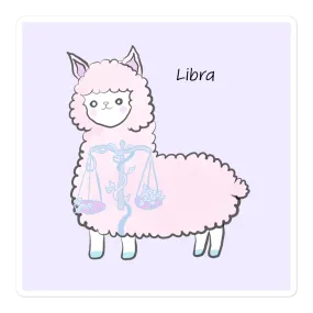 Cute Alpaca Astrology Libra Zodiac Sign Bubble-free stickers