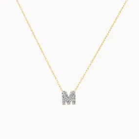 Diamond Letter M Necklace in 10k Gold