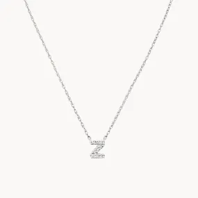 Diamond Letter Z Necklace in Silver