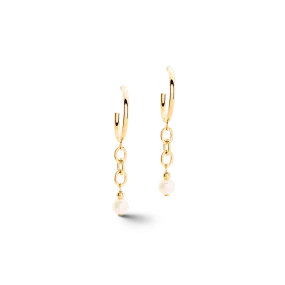 Earrings Creole Y Navette Freshwater Pearls gold