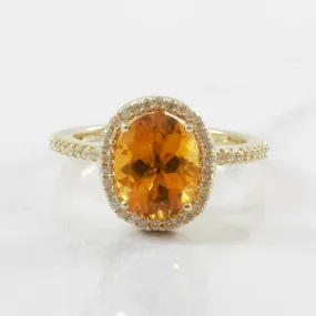 'Effy' Citrine & Diamond Halo Ring | 0.30ctw, 2.25ct | SZ 7.25 |