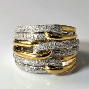 'Effy' Interlocking Two Tone Diamond Ring | 0.65ctw | SZ 7 |