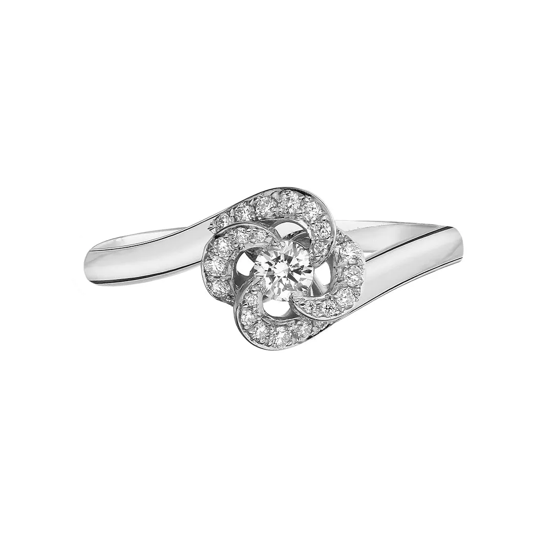 Entwined Petal10 Engagement Ring - 18ct White Gold & 0.24ct Diamond