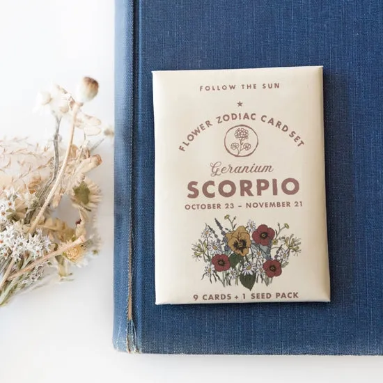 Flower Zodiac Sticker Card Set - Scorpio (Oct 23 - Nov 21)