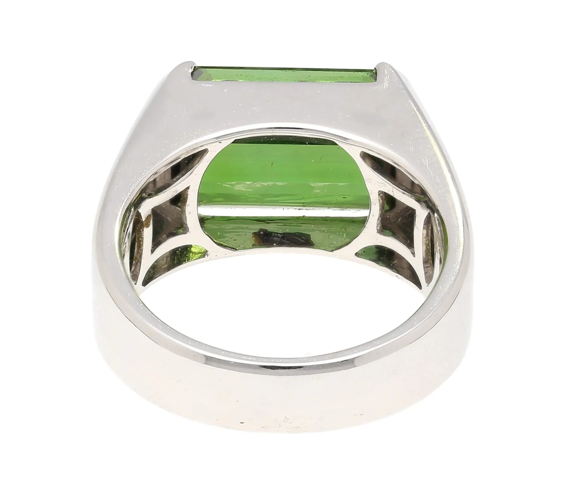 GIA Certified 6.47 Carat Green Tourmaline East-West Half Bezel 18K Ring