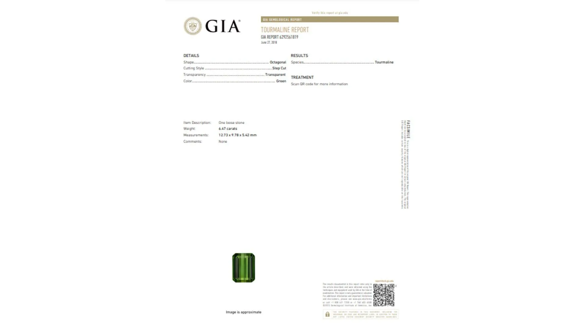 GIA Certified 6.47 Carat Green Tourmaline East-West Half Bezel 18K Ring