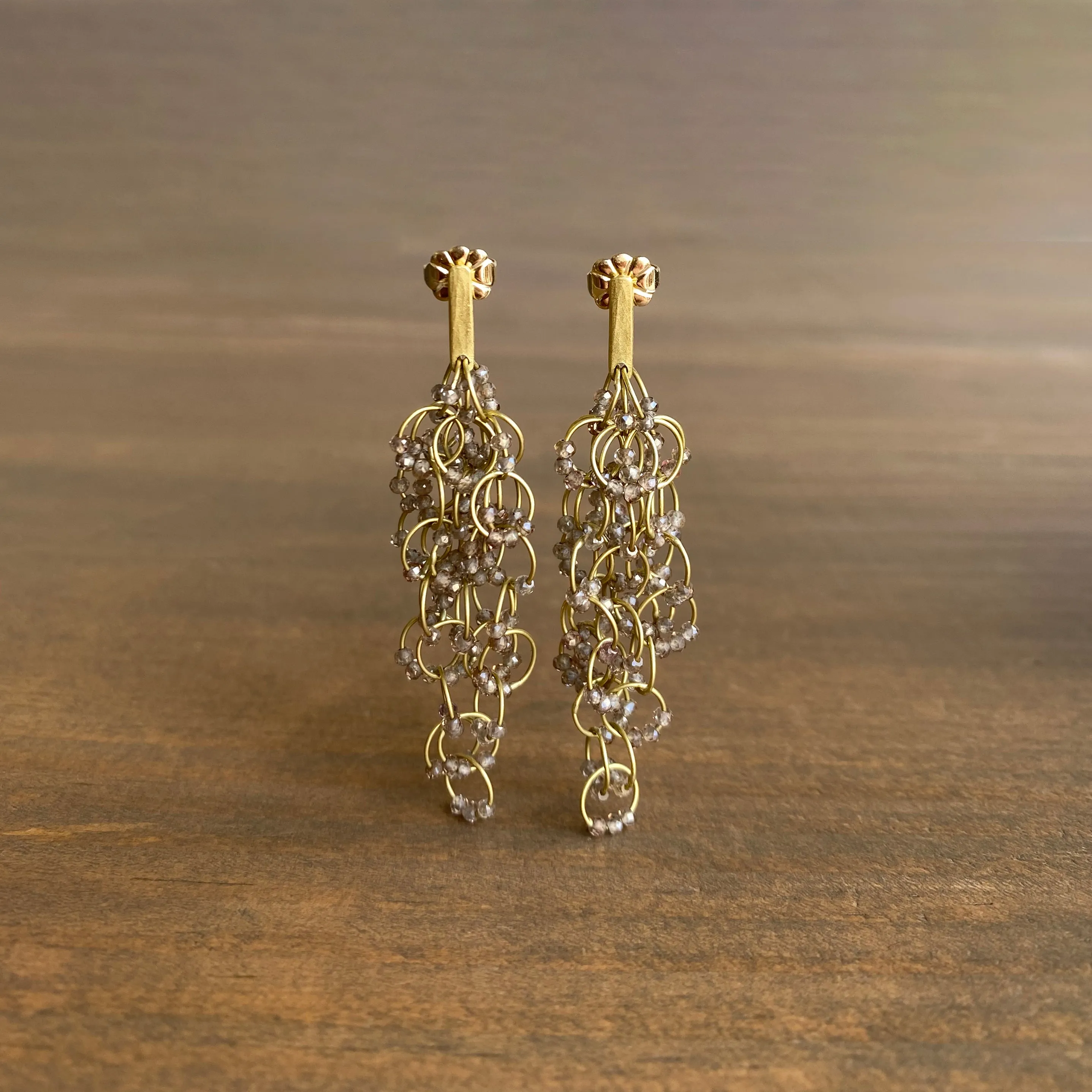 Gold & Zircon Delicate Tangle Earrings