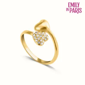 Gold Stone Studded Heart Shaped Ring