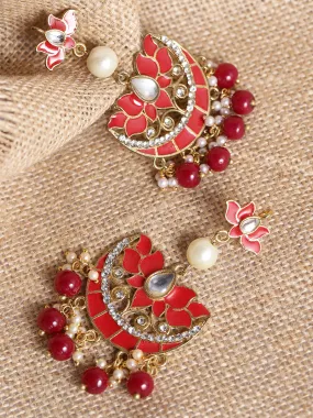 GoldPlated Fashion German Chandbali Hook Dangler Stylish Fancy Party Wear Earrings For Women