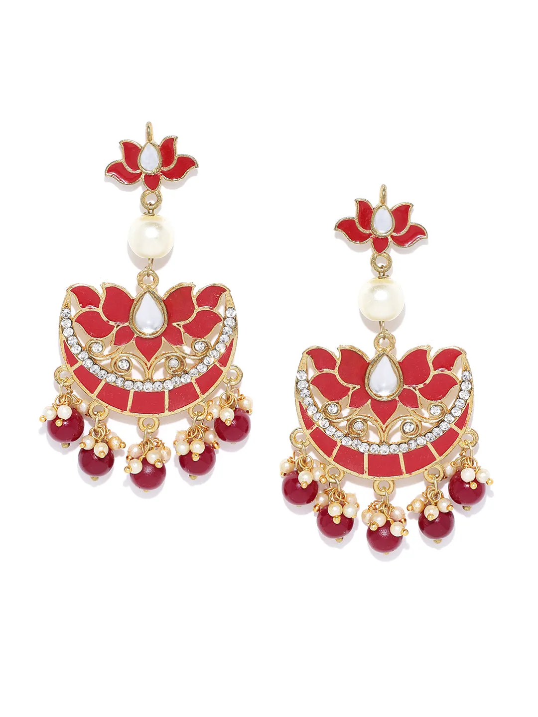 GoldPlated Fashion German Chandbali Hook Dangler Stylish Fancy Party Wear Earrings For Women