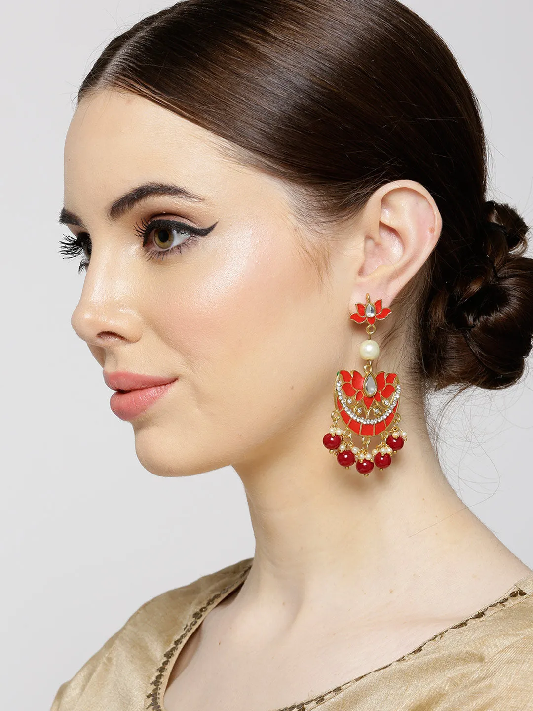 GoldPlated Fashion German Chandbali Hook Dangler Stylish Fancy Party Wear Earrings For Women