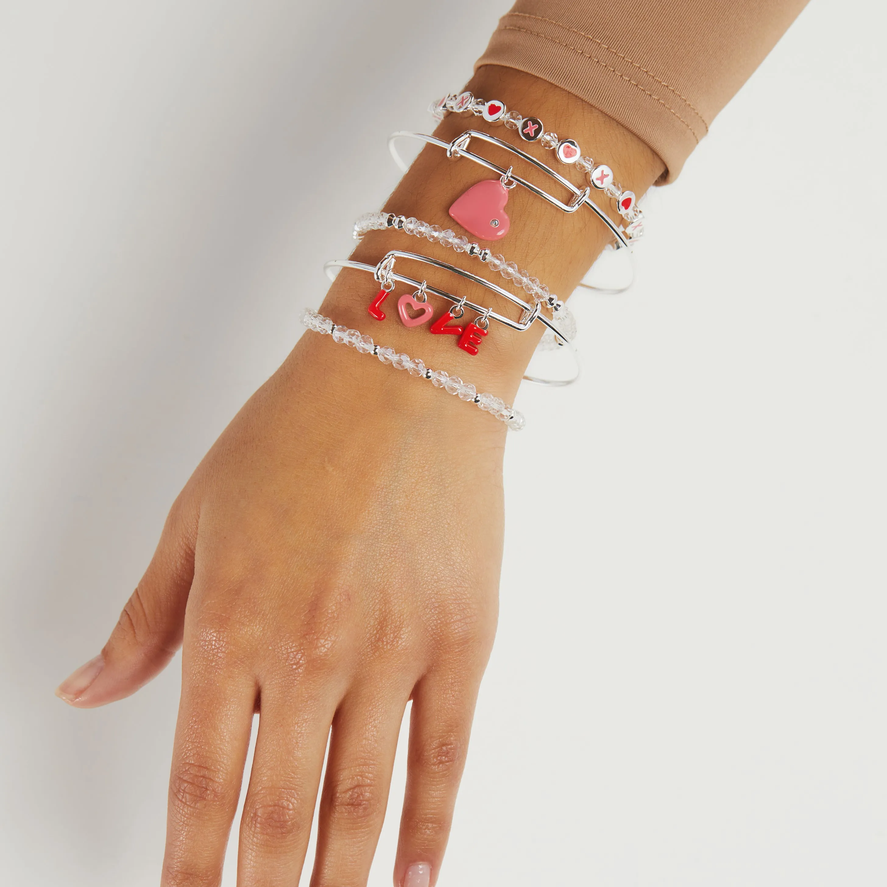 'LOVE' Charm Bangle, Set of 5