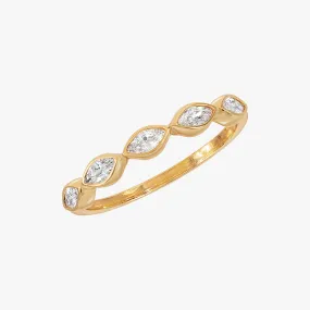 Marquise Bar CZ Gold Ring