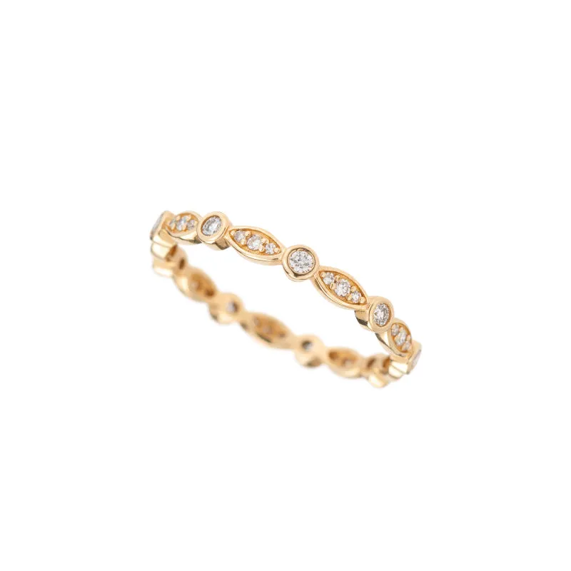 Marquise Shaped and Round Diamond Bezel Eternity Band