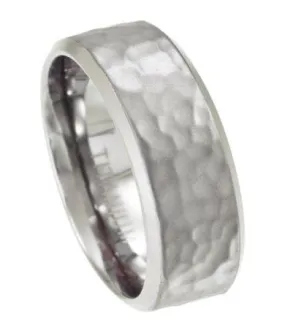 Men's Titanium Wedding Ring with Hammered Texture | 8mm