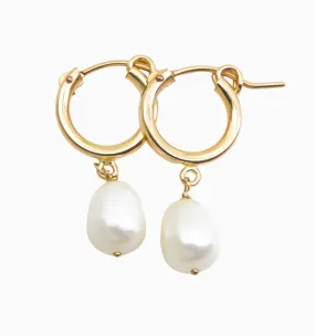 Pearl Drop Huggie Earrings