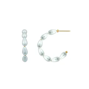 Pearl Open Hoop Earrings