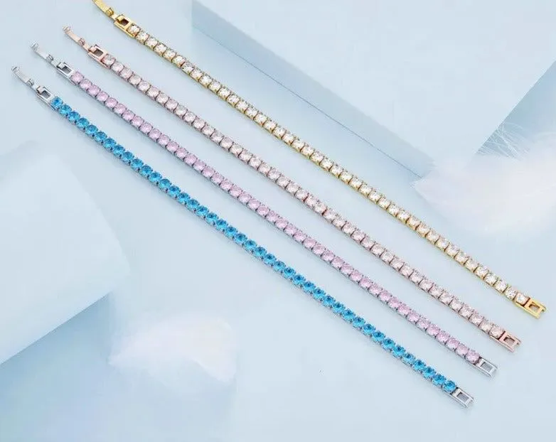 Plated Platinum 5 Colors Tennis Bracelet