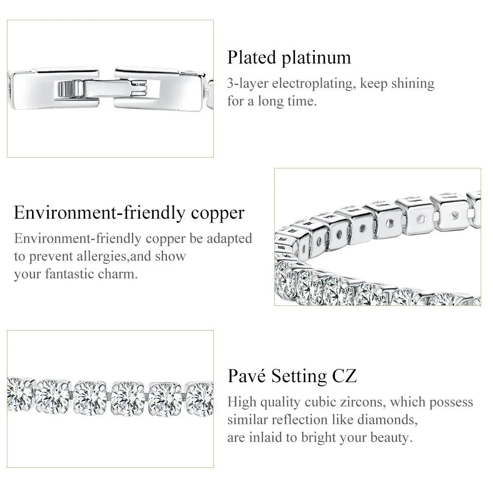 Plated Platinum 5 Colors Tennis Bracelet