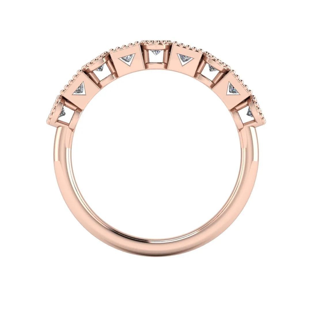 "Navi" Square and Round Circle Pattern 0.35ct Diamond Half Eternity Ring ET78